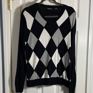 Claiborne Black and White Argyle Sweater